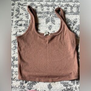Brown rib knit crop top